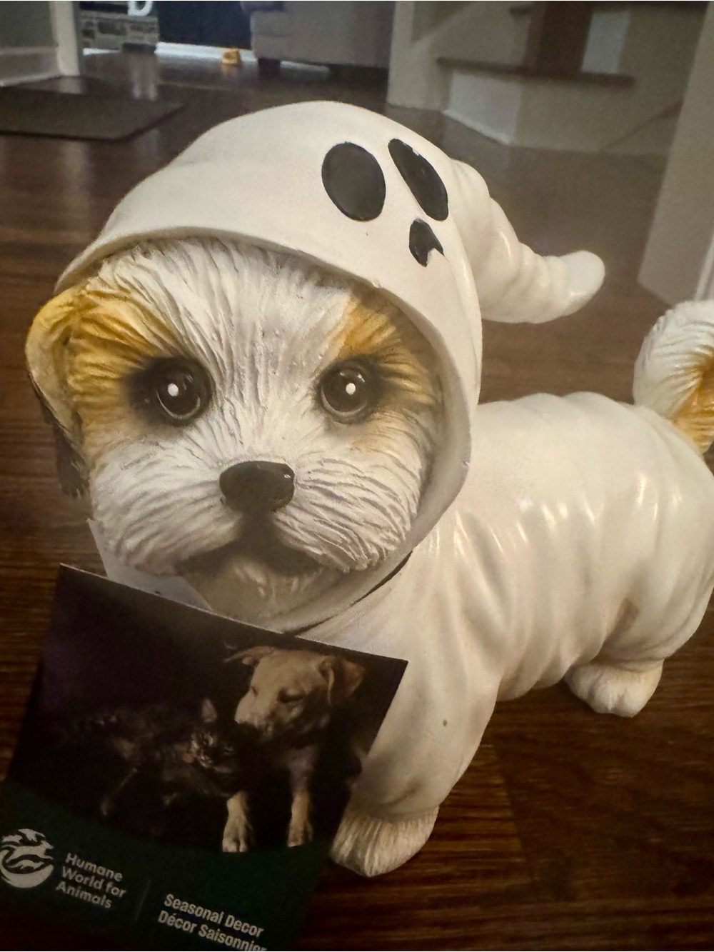 White Ghost Hooded Shitzu Dog Figurine